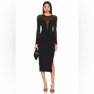ASTR The Label Leona Contrast Mesh Midi Sweater Dress